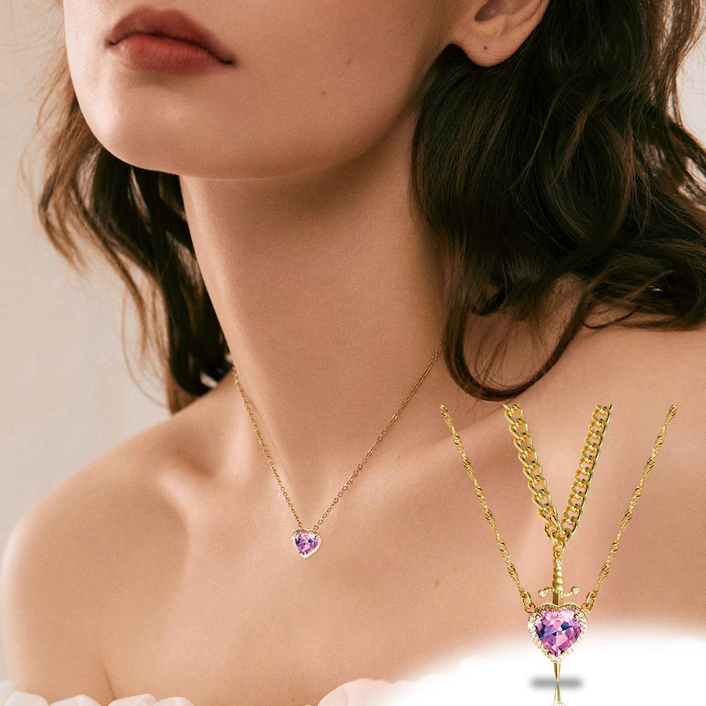 New Hot-selling Red Crystal Heart-shaped Dagger Pendant Necklace