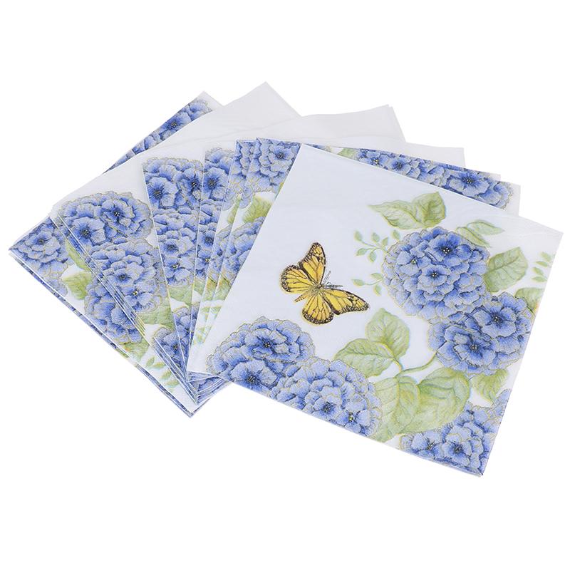 20pcs Wedding Napkins Disposable Printed Square Tissue Flower Rose Napkins Cafe&Tea Paper Napkins Decoupage Party Decoration
