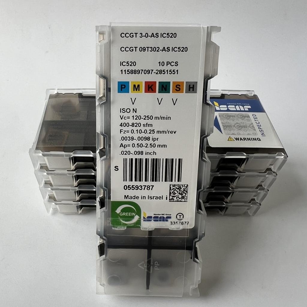 ISCAR / CCGT09T302-AS IC520  / Industrial indexable Carbide Inserts 10 Pcs