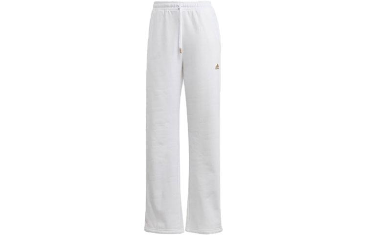 Adidas Embossed Monogram Fleece Pants Knitted Sweatpants Women s White IJ9627 XXL