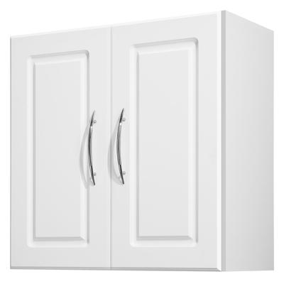 Laundry Room Wall Cabinet, 2-Tier Wall Mounted Hanging Cabinet with Adjustable Shelf, 60 Cm Cupboard Storage with 2 Doors, for Kitchen