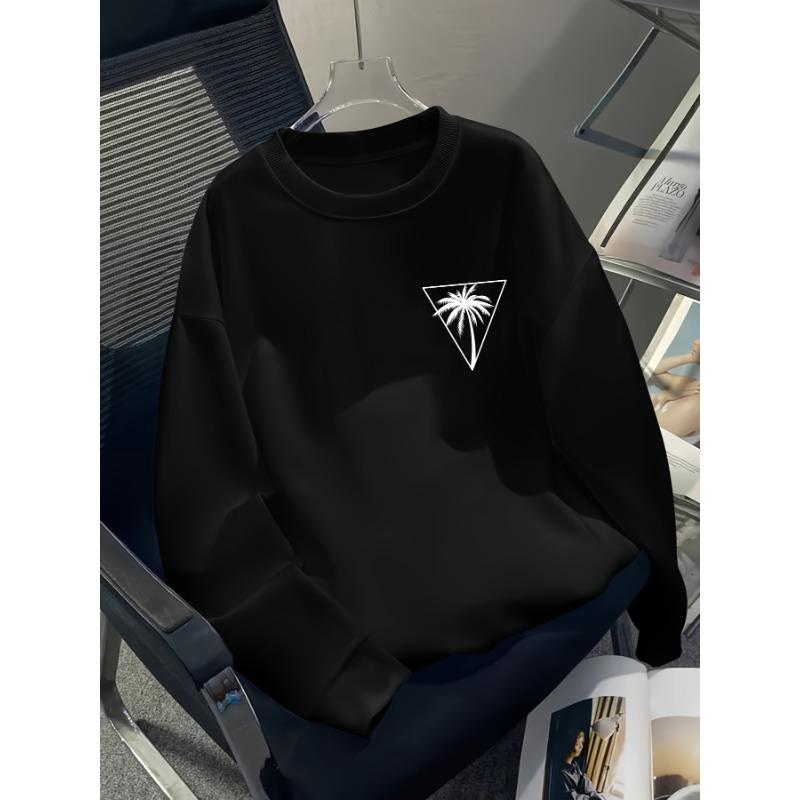 European Sizes Teen Boys' Print Pattern Casual Sport Autumn Winter Long-Sleeve Sweatshirt, Warm Crew Neck Top, Outdoor Wear.