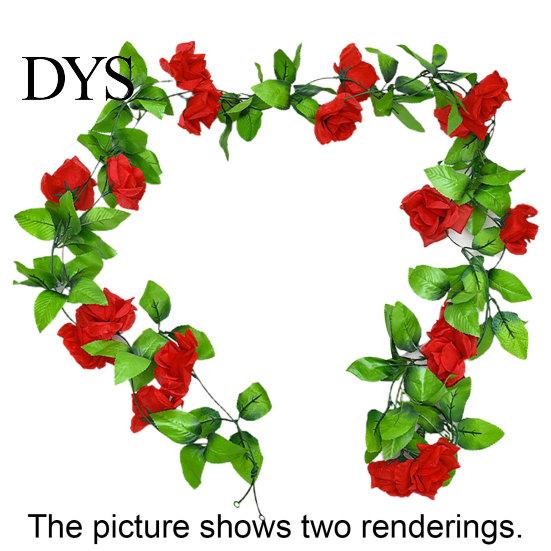 Fake Flower Simulation Eco-friendly Anti-fade 7 Colors Artificial Rose Vine for Household