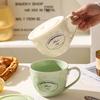 Creative Minimalist Ceramic Mugs with Lid Fashion Exquisite Household Breakfast Coffee Cups Holiday Gifts Couple Water Cup