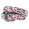 Rhinestone Belt Printed with Colorful Painted Pink High Boots Printed Belt, Personalized and Fashionable Versatile PU Belt