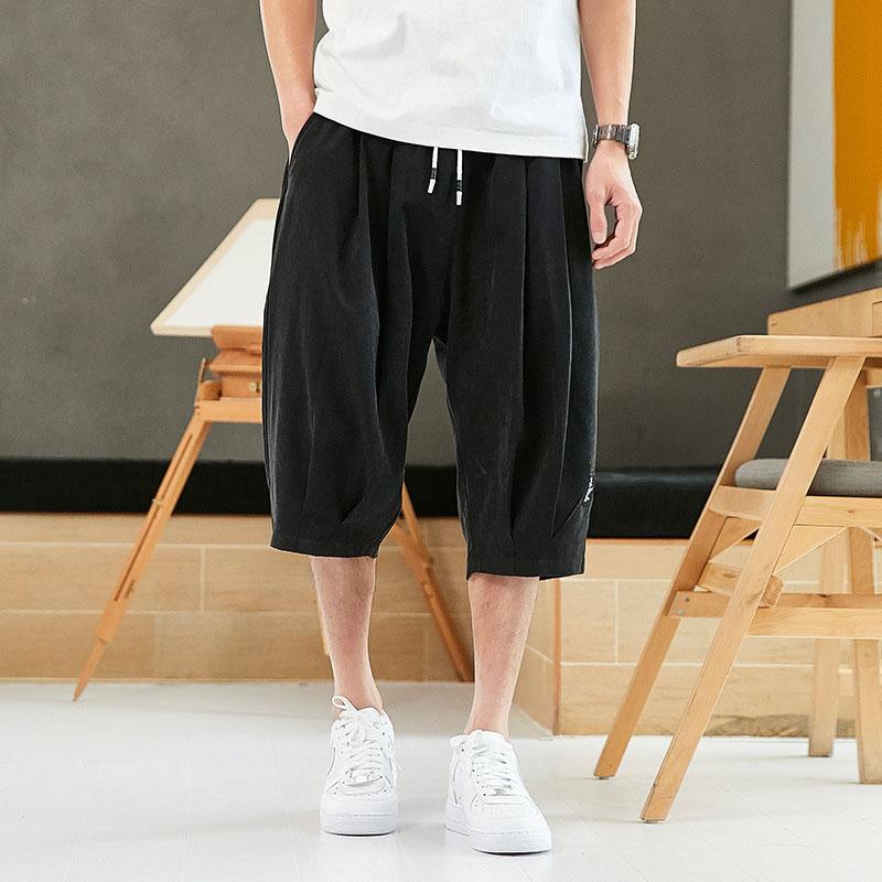 Plus Size Summer Harem Pants Men Short Joggers Chinese Style Calf-Length Casual Baggy Pants Male Capris Trousers 8XL