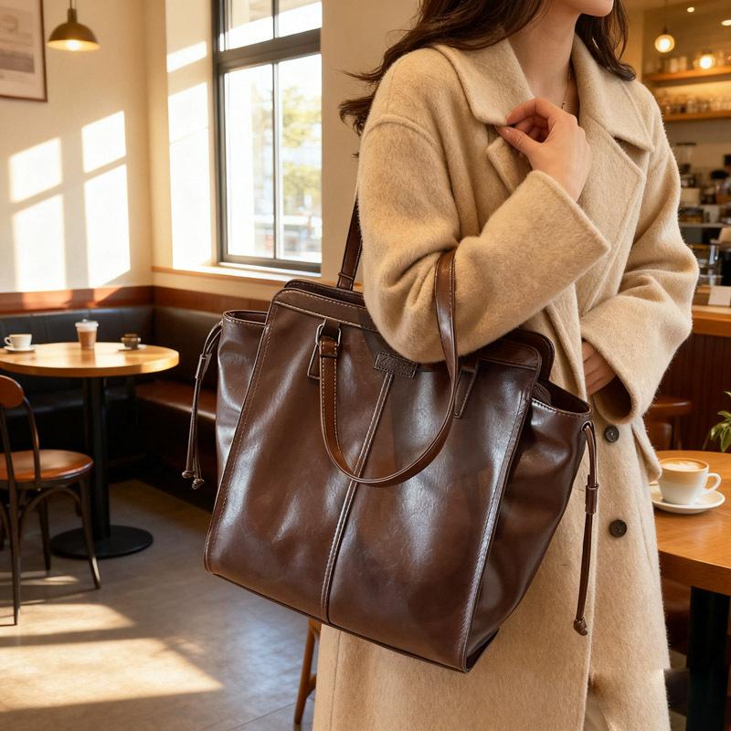 Premium sense retro large-capacity women's bag 2025 new winter fashion versatile shoulder bag foreign style portable tote bag