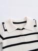 Korean Unisex Kids' Cotton Striped Sweater with Lapel