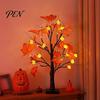 Decoratieve Buitenboomtaklampen Halloween Esdoornbladlamp, LED Verlichte Kunstmatige Onderhoudsvrije Lamp met Pompoen/Spin/Oogbol/Spook