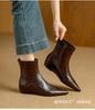 French Stretch Slimming Boots: Autumn/Winter Fleece-lined, Retro Style, Soft Leather, Inner Height Increase, Back Zipper Short Boots
