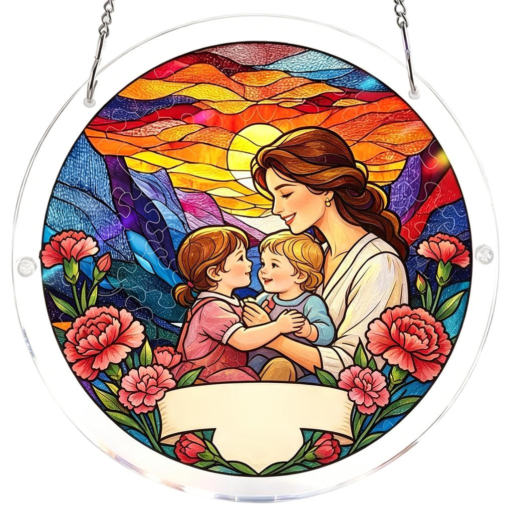 Akrylová okenní dekorace puzzle, Kreativní závěsná ozdoba z vitráže, Sestavitelná okenní dekorace, Zábavná DIY puzzle ozdoba, Okenní dekorace do domácnosti