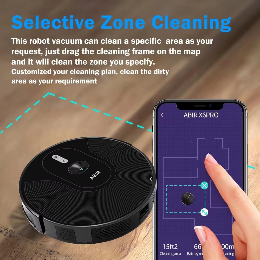 ABIR X6PRO Robot Vacuum Cleaner,Smart Eye System,APP Virtual Barrier,6000PA Suction,Smart Home Mop,Floor Carpet Cleaner