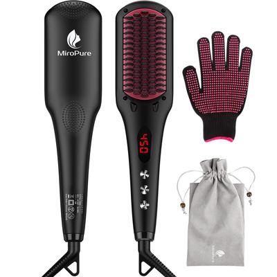 Ferro de escova reta MiroPure Double Negative Ion com função de bloqueio de temperatura, antiestático, rápido, à prova de fogo, luvas resistentes ao calor incluídas