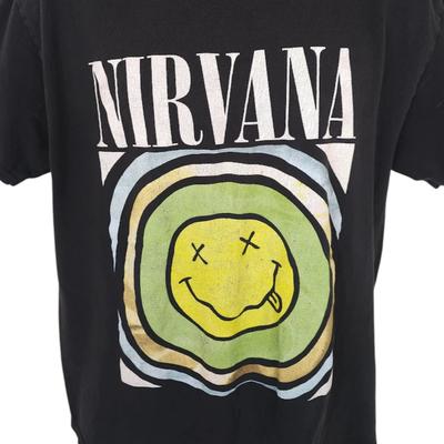 Maglietta Nirvana Uomo Taglia L Nera Retro Anni '90 Grunge Kurt Cobain T-shirt Band