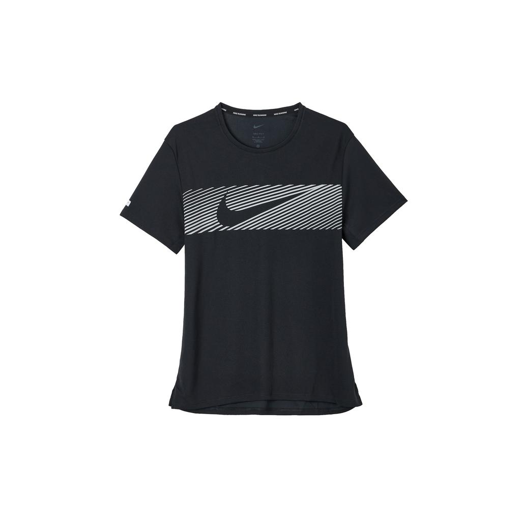 Nike Striped Logo Print Crew Neck T-Shirt Men Tops Black FN3052-010