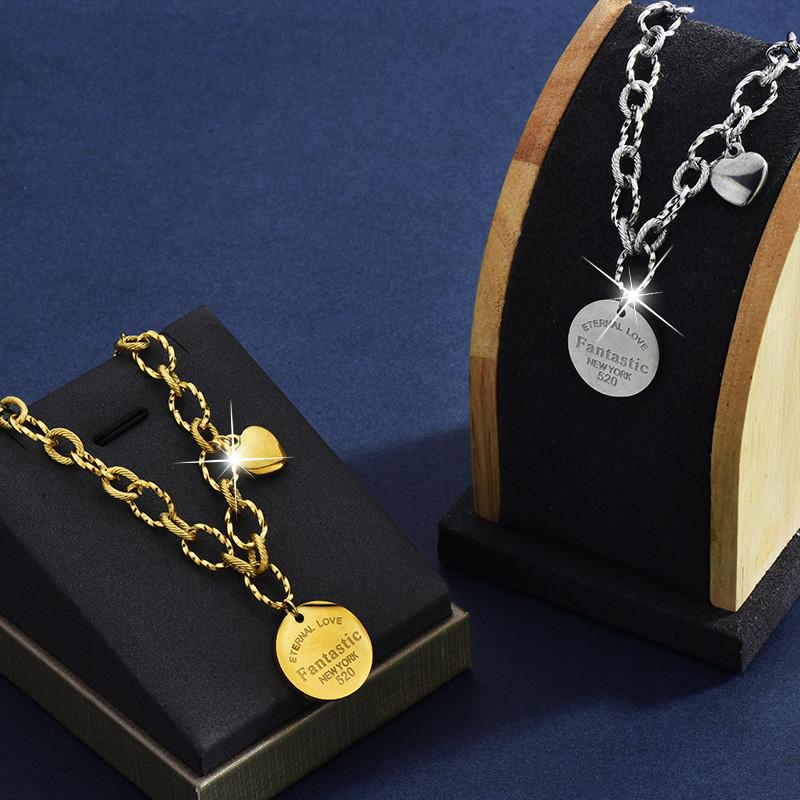 Titanium 18k Trendy Steel Chunky Chain Necklace With Distinctive Geometric Shapes For Men And Women