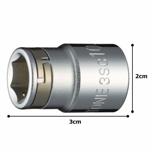 TONE Nut Catch Socket (hexagonal) 3SC-10 Drive Angle 9.5mm (3/8") Width Across Flats 10mm