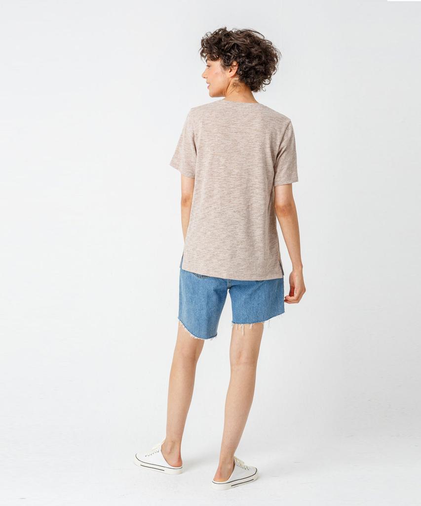 PAGE Pocket U-Neck T-Shirt_Beige