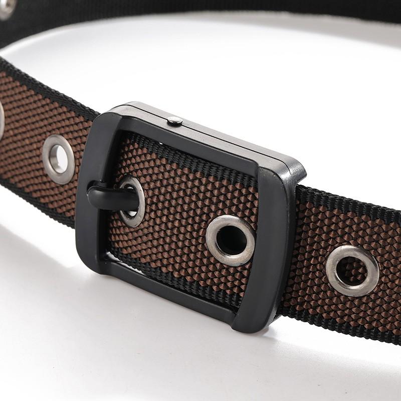 Reversible Dual-Color Nylon Belt With Rotating Pin Buckle Unisex Casual Waistband Jeans Pants