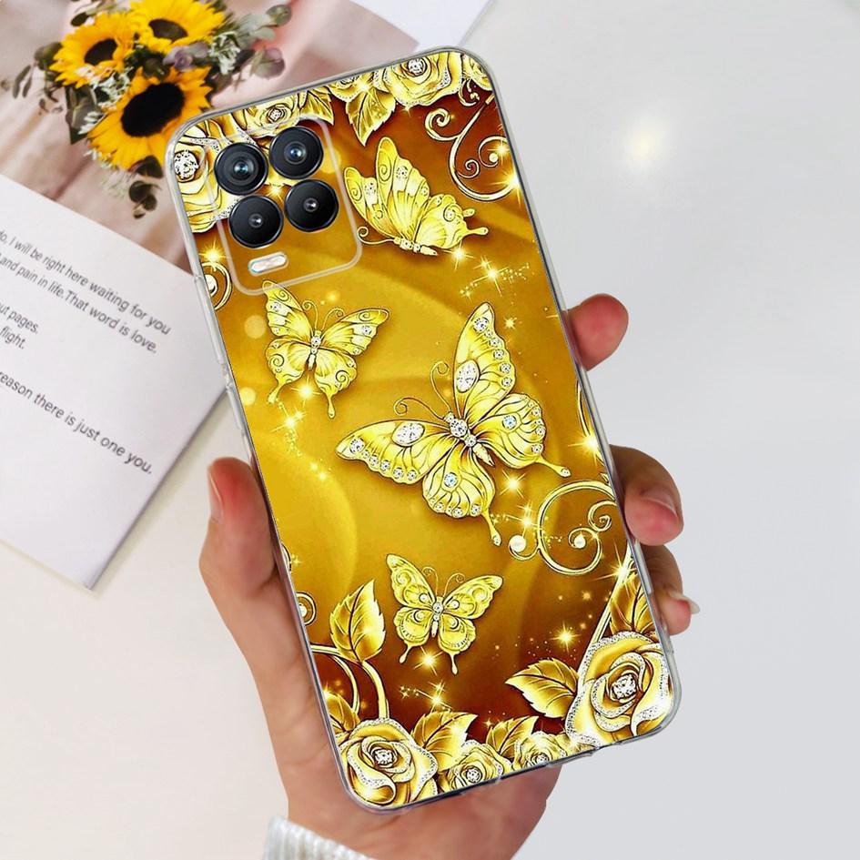 For Realme 8 Pro Case Fashion Flower Love Heart Soft Silicone Clear Cover For Realme 8 5G RMX3241 Funda on Realme8 RMX3085 Coque