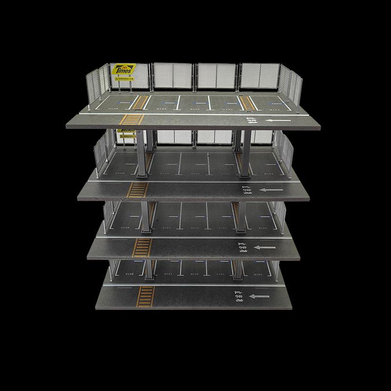 Mehr Kunst 1:64-Autos-Garage Diorama Modelle Set Montage Beleuchtungsszene Modellauto Modell Parkplatz Miniatur-Szene Box