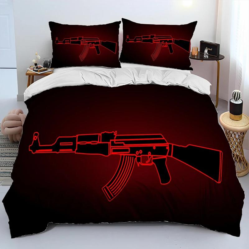 3D Rifle Revolver Cartridge Gun Comforter Bedding Set,Duvet Cover Bed Set Quilt Cover Pillowcase,King Queen Size Bedding Set