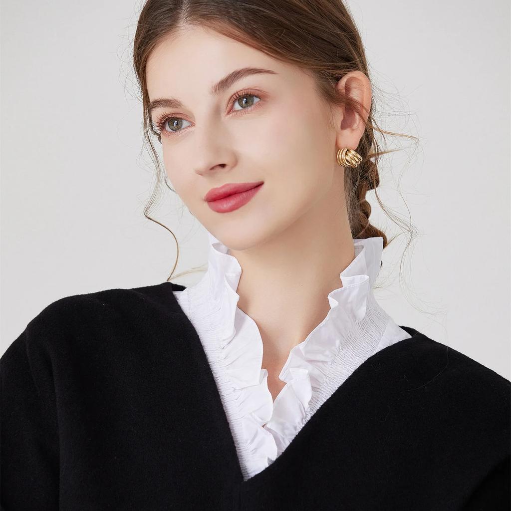 Abnehmbarer Kragen aus Baumwolle für Damen, für Pullover, Bluse, Hemd, gefälschter Kragen, dekoratives weibliches weißes halbes Hemd, falsches Kragen-Zubehör