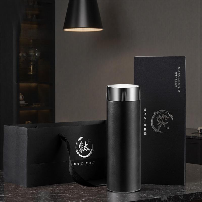 Simple Pure Titanium Vacuum Flasks with High Aesthetic Value Portable Business 450ml Water Bottle for Student Offices Drinkware