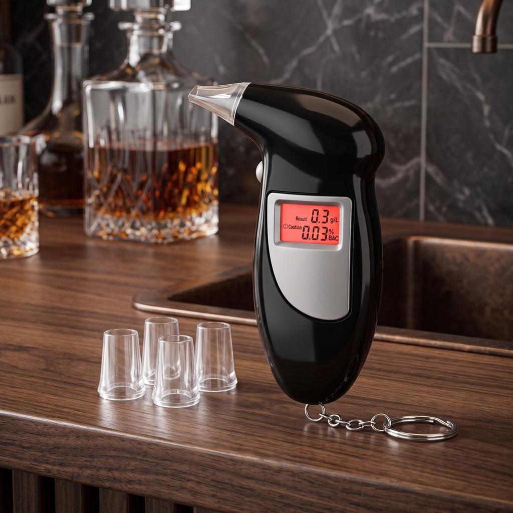Portable Breath Tester with -Shaped Mouthpiece for Personal Use