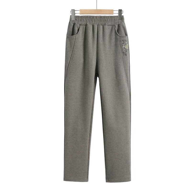 Autumn and Winter Pants Mother's Wear Plus Fertilizer Increase Warm Trousers Casual Thickened and Velvet Women's Pants