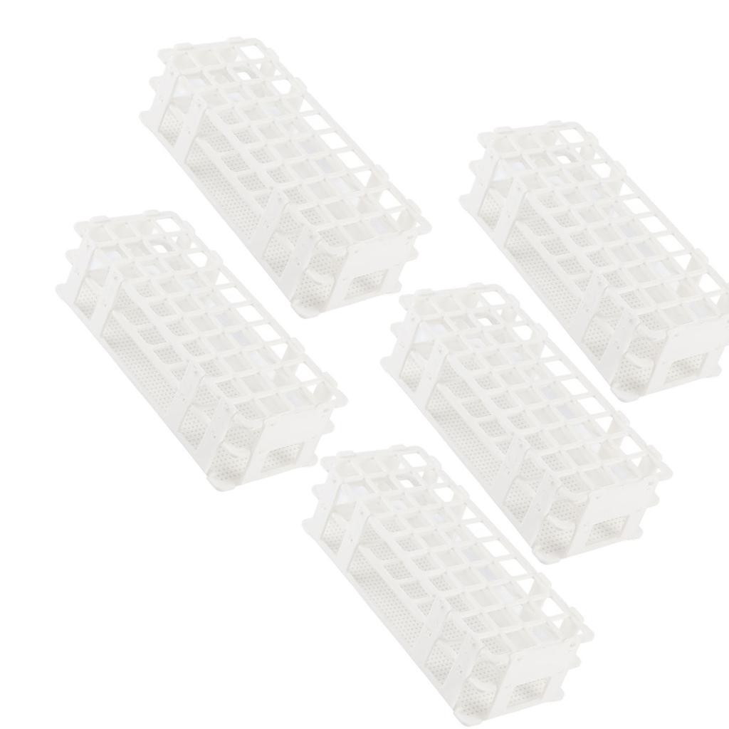 5Set 40‑Hole Plastic Test Tube Rack Assembled Detachable Sample Bottle Rack Holder for Laboratory 20x20mm