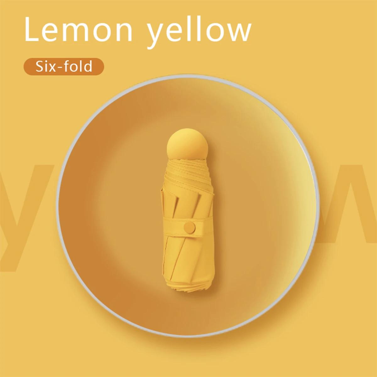 

Ультралегкий карманный зонт, портативный зонт-капсула, защита от УФ-лучей, мини-зонт с пятью сложениями full-fiber&6K жёлтый