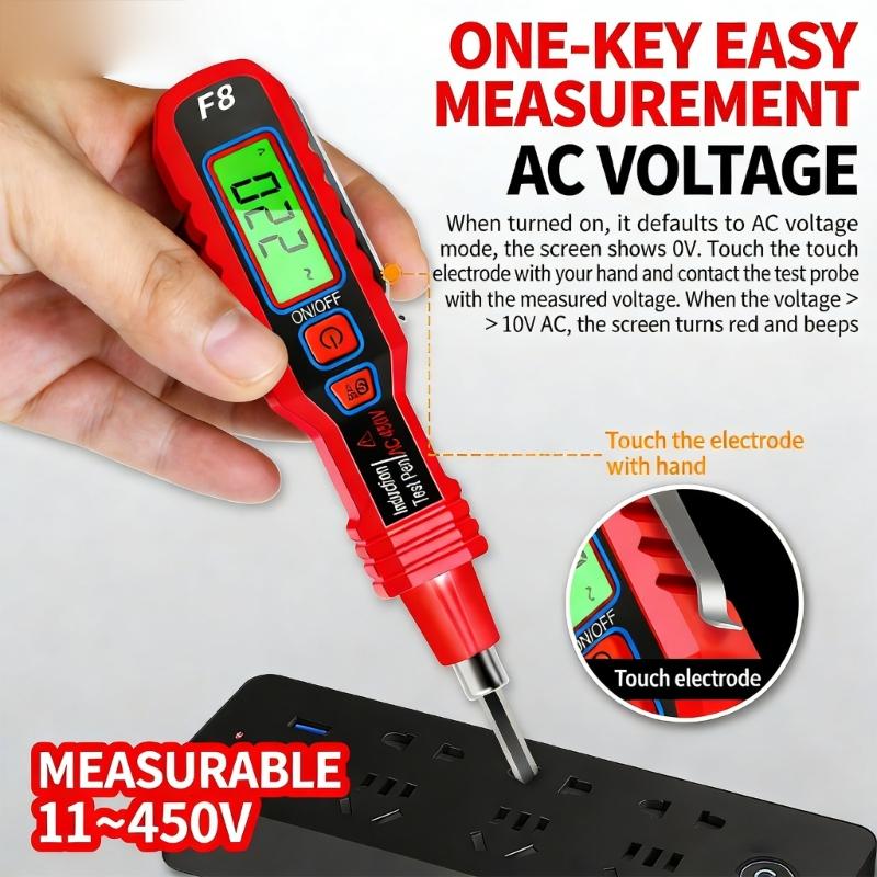 Professional Voltages Detector Pen With Flashlight Visual And Audible Alerts For Quick Wire Testing In Dark Environment