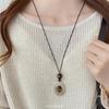Vintage Brown Tiger Eye Stone Pendant Necklace For Women Fashion Long Rope Sweater Chain Necklaces