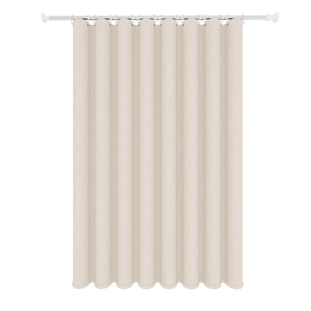 Beige Linen Textured Shower Curtain Thick Heavy Duty Polyester Fabric Minimalist