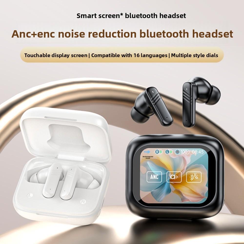 Bluetooth 5.4 ANC Bluetooth Earphones Smart LCD HiFi Stereo Earphones  Mobile Phone Universal