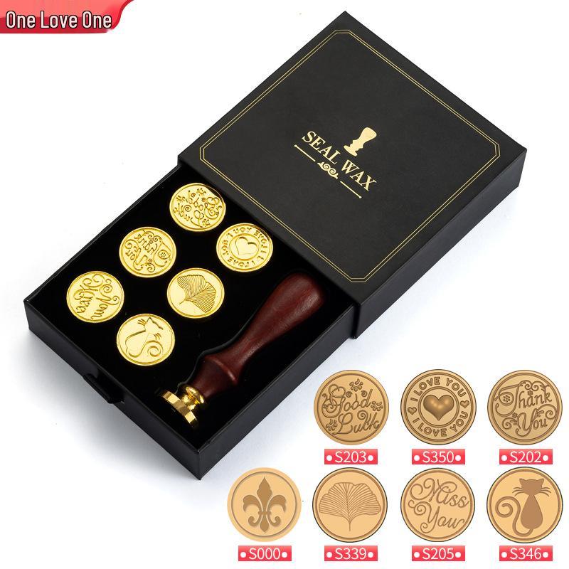 Creative Retro Wax Sealing Stamp Set - Includes Stamp, Wax Granules, and Fire Paint for Envelopes & Gifts.