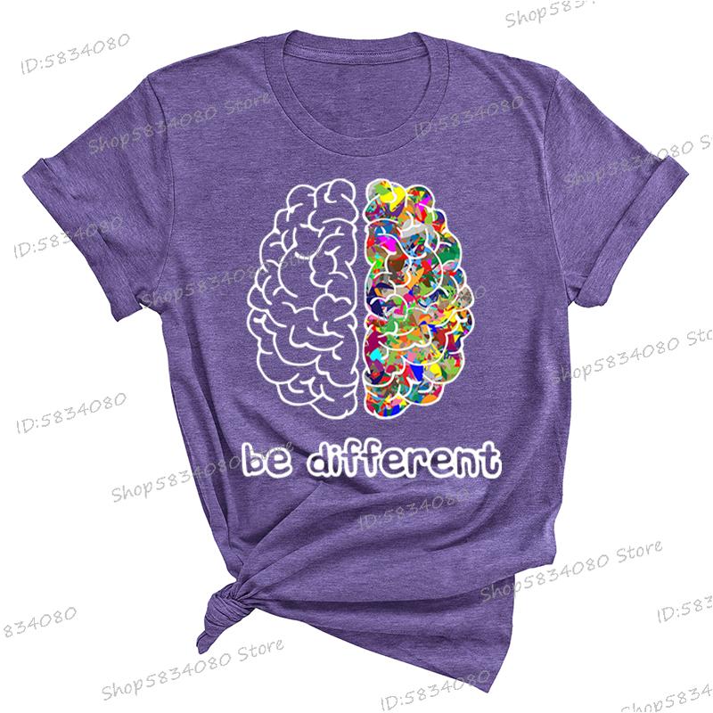 Autism Awareness Day Essential Tshirt Autist Brain Be Different Graphic T Shirts Autism Awareness Crew Neck Short Sleeve Tshirt