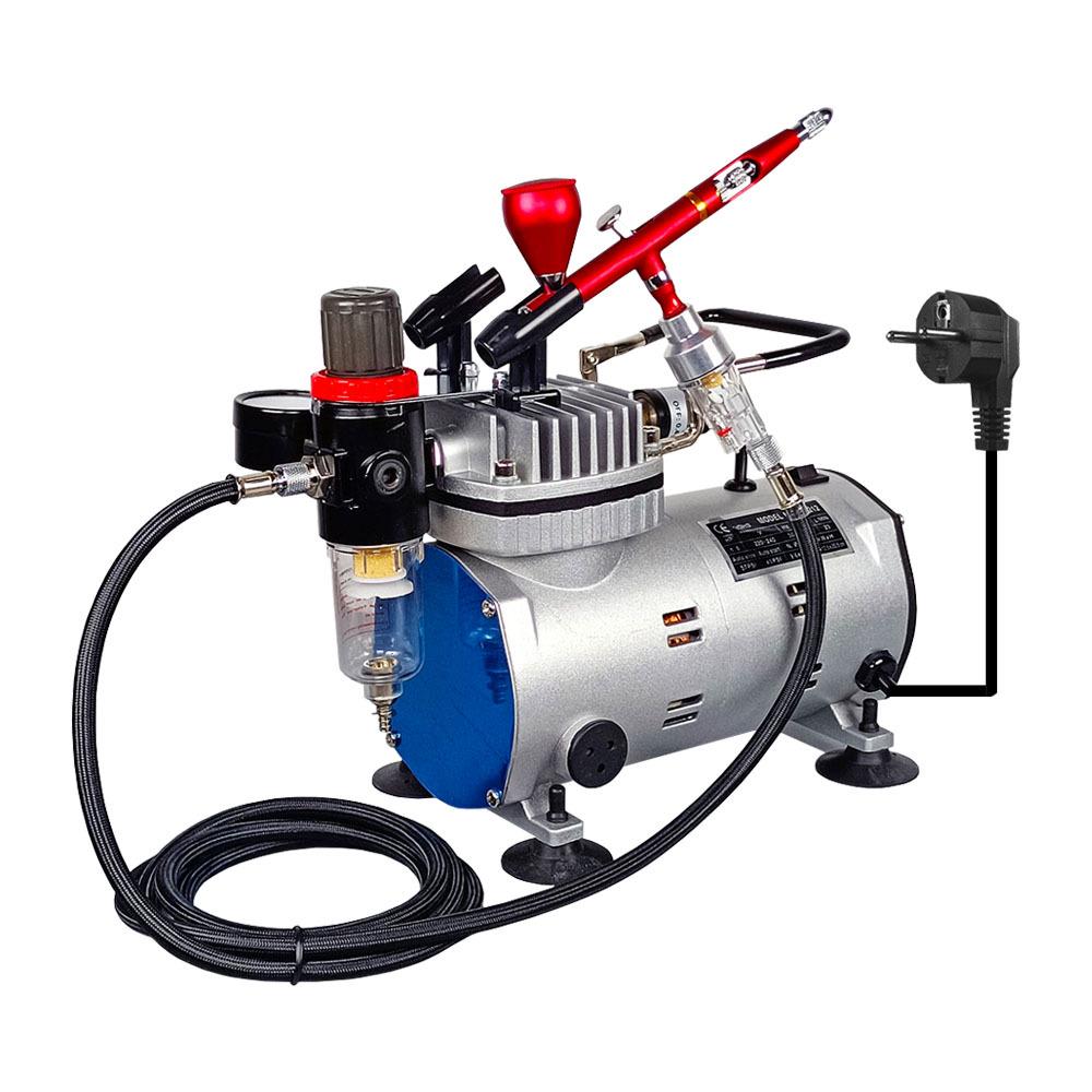 HD-130 Airbrush Set: Silent Mini Compressor & Piston-Type Model Painting Tool