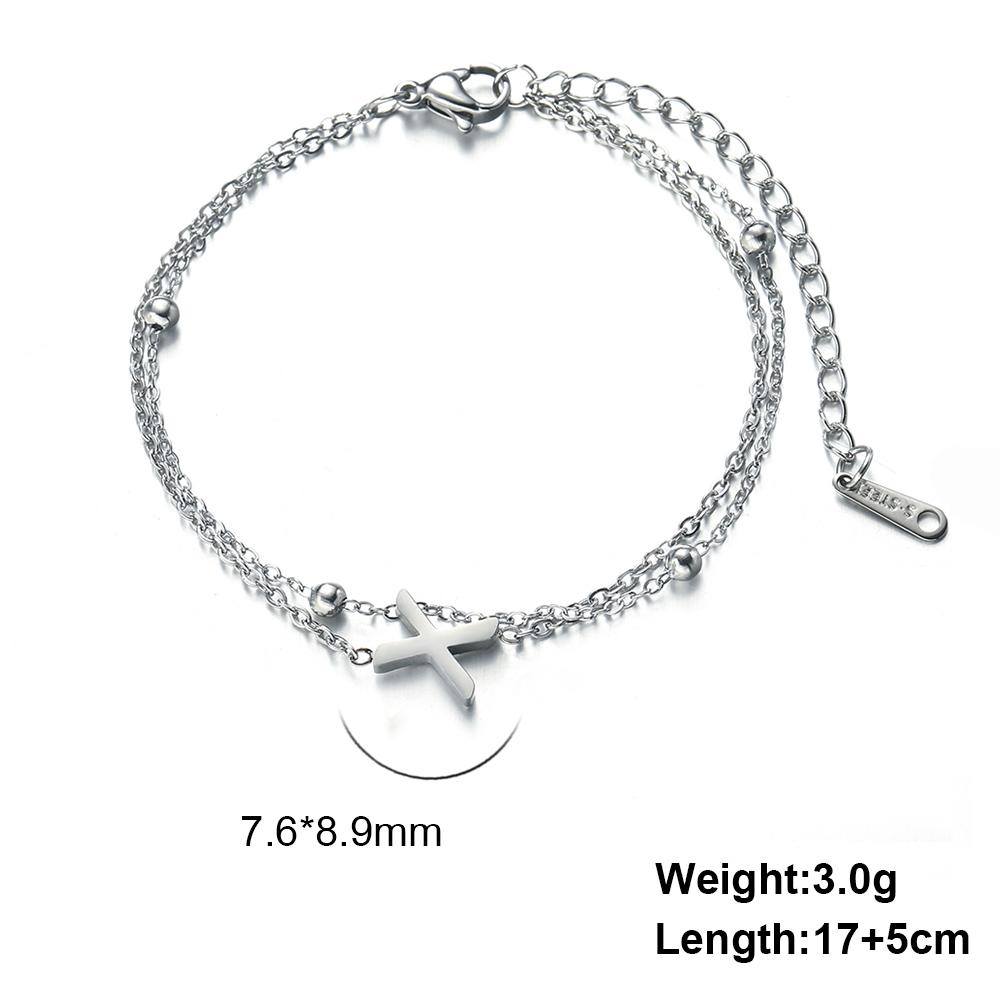 Dreamtimes 26 Alphabet Letter Charm Bracelet Silver Color Chain Initial Bracelets For Women Jewelry Adjustable Birthday Gift