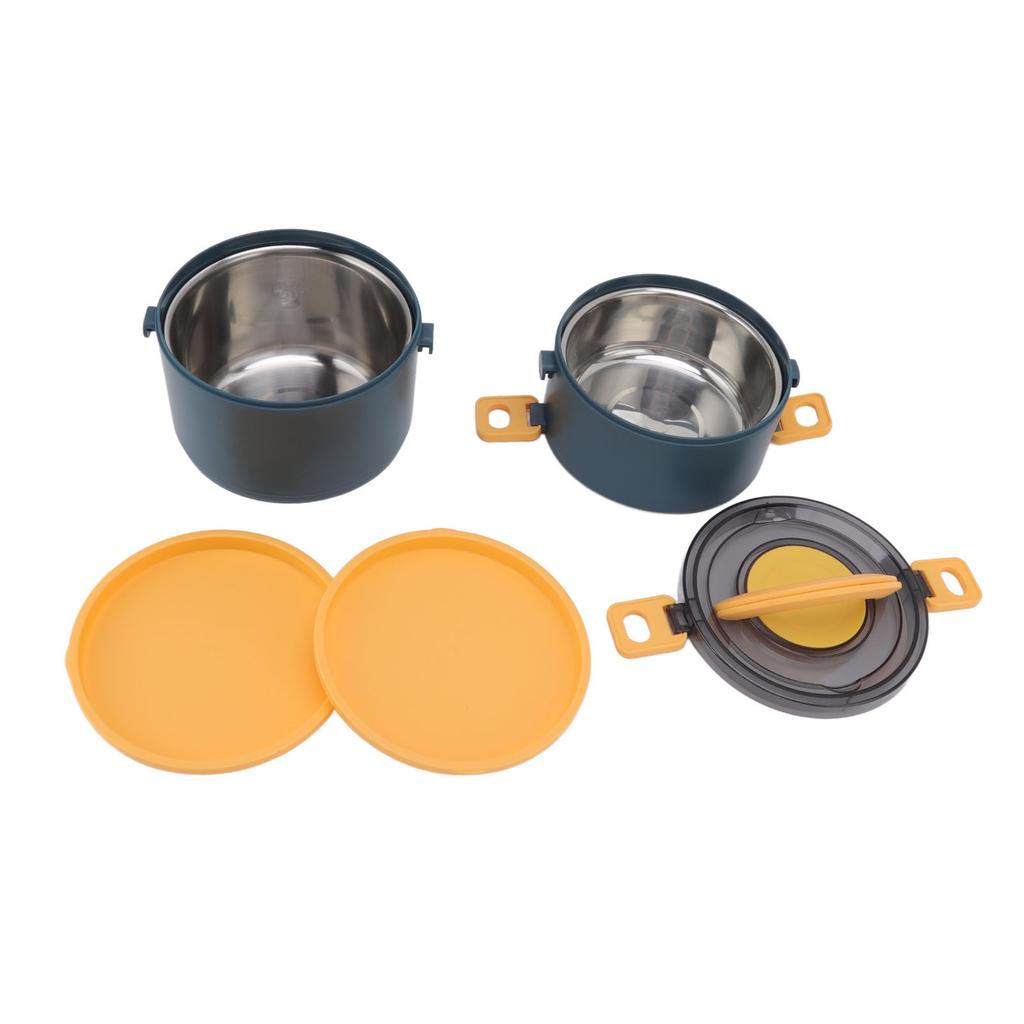 Stackable Lunch Box 1600ml Dual Layers Stainless Steel BPA Free Heat Preservation Durable Bento Box for Office Travel