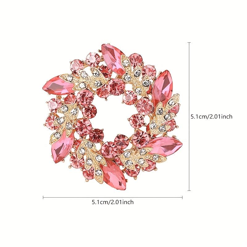 

New Colorful Round Brooch, Elegant Pin for Dresses, Coats & Scarves, Exquisite Daily & Party Accessory розовый
