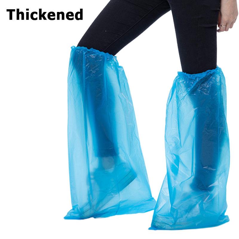 10Pairs Durable Waterproof Disposable Rain Shoe Covers High-Top Boot Waterproof and Pollution Prevention Anti-Slip PE Material