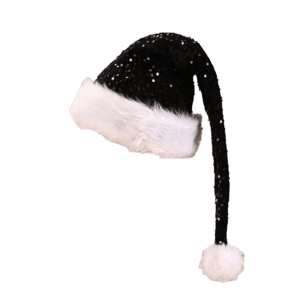 Long Sequin Christmas Hat Solid Color Santa Claus Hat Fashion Xmas Cap  New Year