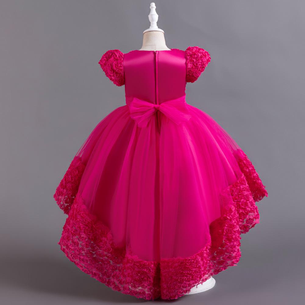 Children's Princess Dress Rose Flower Girl Wedding Dress Trailing Dress June 1 Children's Performance Dress  Little Girl's Favourite Dress Dresses