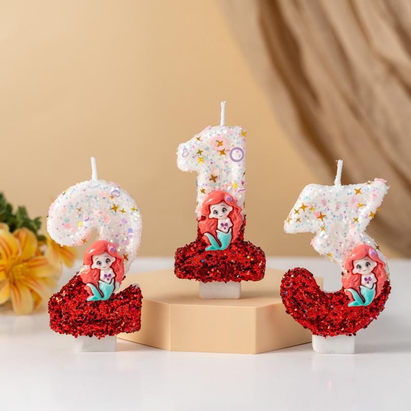 Creative Cartoon Mermaid Digital Birthday Candle Celebration Decoration