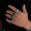 Dark Oil Drip Pentagram Ring Set for Men Hip Hop Niche Heart Ring Men's Jewelry