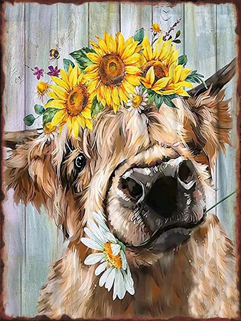 Fun Cattle Iron Plate Poster Farm Metal Tin Sign Pet Shop Garden Hanging Paintings Cute Cow Pattern Home Wall Decoration Plaq