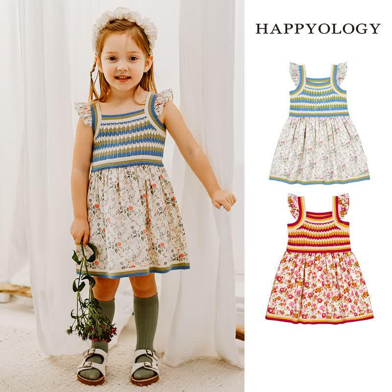 Happyology Girls Floral Flutter Sleeve Dress 7Y вне белого