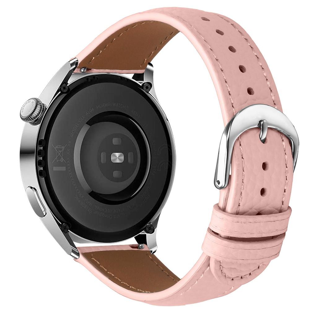 Replacement Strap for Samsung Galaxy Watch 46mm Litchi Texture PU Leather Watch Band with Metal Buckle